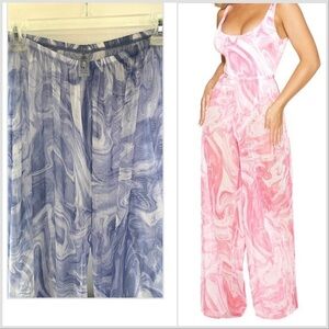 Naked Wardrobe Blue and Pink Marble Swim Coverups